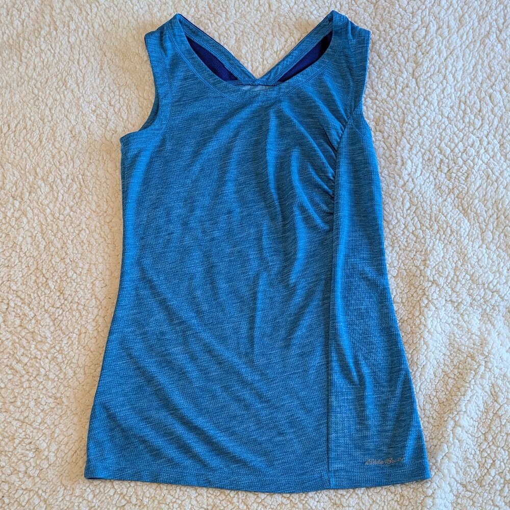 Eddie Bauer Resolution Tank Top XS Blue Heathered - Ruched Front